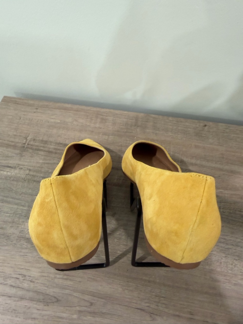 Caslon Genuine Leather Suede Pointed Toe Golden Yellow Flats - Picture 6 of 10
